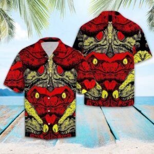 T-Rex Bestie Red Best Design Hawaiian Shirt  - Thelegend59