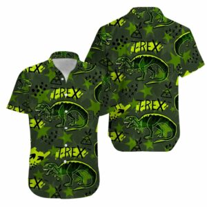 T-Rex Green Hawaiian Shirts  - Thelegend59