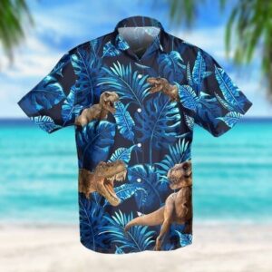 T-Rex Tropical Hawaiian Shirt S006Kqttd  - Thelegend59