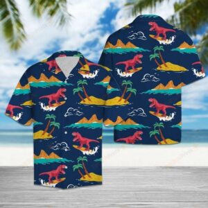 T Rex Colorful Nice Design Hawaiian Shirt  - Thelegend59