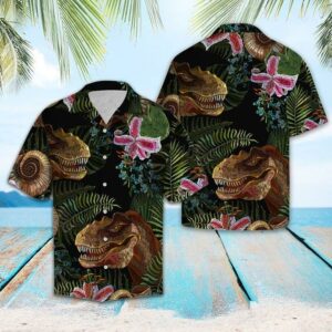 T Rex Tropical Hawaiian Shirt  - Thelegend59
