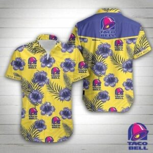 Taco Bell Hawaiian Tropical Hawaiian Graphic Print Short Sleeve  - Thelegend59