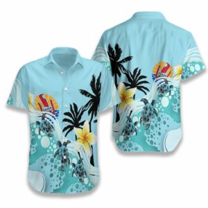 Tahiti Blue Turtle Hibiscus Hawaiian Shirt  - Thelegend59