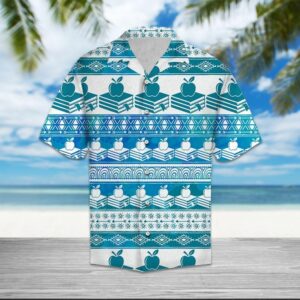 Teacher Feather Pattern Blue Amazing Design Hawaiian Shirt  - Thelegend59