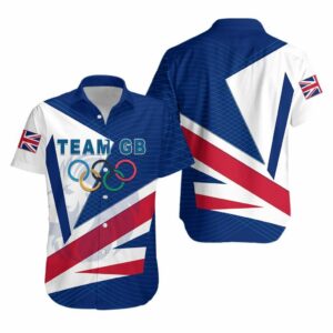 Team Gb Sport Hawaiian Shirt Lion Unify Blue  - Thelegend59