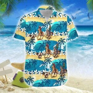 Team Roping Wave Sea Hawaiian Aloha Hawaiian Shirtss  - Thelegend59