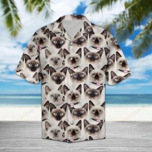 Thai Cat Gray Unique Design Hawaiian Shirt  - Thelegend59