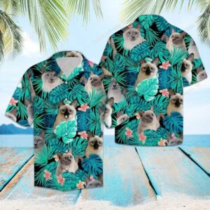 Thai Cat Green Tropical Amazing Design Hawaiian Shirt  - Thelegend59