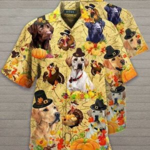 Thanksgiving Turkey With Labrador Retriever Hawaiian Shirt  - Thelegend59