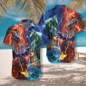 The Battle Of Dragons And Wolves Hawaiian Shirt  - Thelegend59