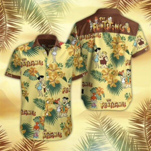 The Flintstone Tv Series Hawaiian Graphic Print Short Sleeve  - Thelegend59