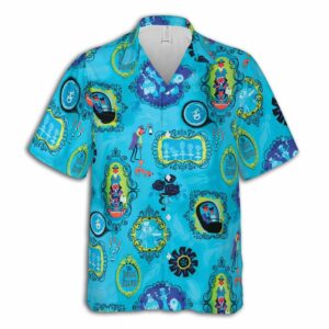 The Haunted Mansion Blue Pattern Hawaiian Aloha Hawaiian Shirtss  - Thelegend59