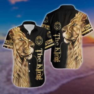 The King Lion Black Hawaiian Aloha Hawaiian Shirtss  - Thelegend59