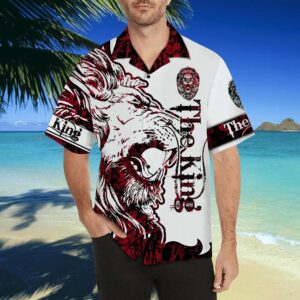 The King Lion Tattoo Red Nice Design Hawaiian Shirt  - Thelegend59