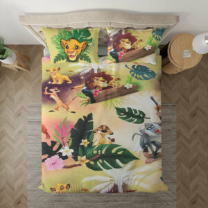 The Lion King Cartoon Fan Gift - The Lion King Hawaiian Tropical Flower Duvet Quilt Bedding Set  - Thelegend59