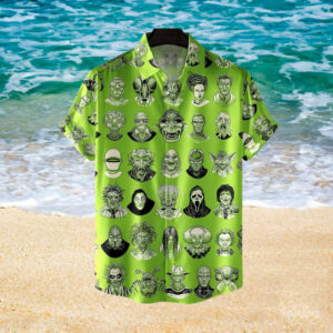 The Monsters Horror Character Face Style Hawaiian Graphic Print Short Sleeve  - Thelegend59