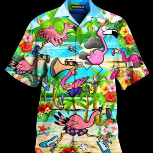 The Running Flamingoes Colorful Unique Design Hawaiian Shirt  - Thelegend59