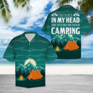 The Voice In My Head Amazing Camping Hawaiian Aloha Hawaiian Shirtss  - Thelegend59
