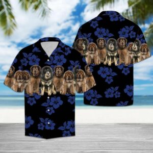 Tibetan Mastiff Blue Nice Design Hawaiian Shirt  - Thelegend59