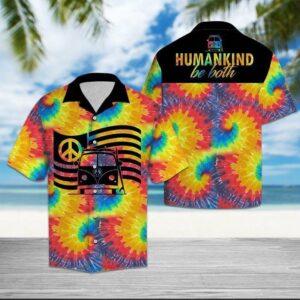 Tie Dye Hippie Van Car Peace Love Tropical Hawaiian Aloha Hawaiian Shirtss  - Thelegend59