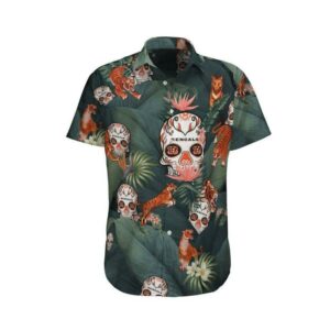 Tiger Bengals Skull Hawaiian Shirt  - Thelegend59