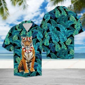 Tiger Flower Crown Green Unique Design Hawaiian Shirt  - Thelegend59