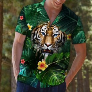 Tiger Flower Hawai Green Nice Design Hawaiian Shirt  - Thelegend59