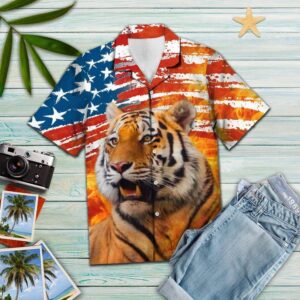 Tiger Usa Flag Multicolor Best Design Hawaiian Shirt  - Thelegend59