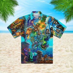Tiki And Mermaid Island Hawaiian Shirt  - Thelegend59