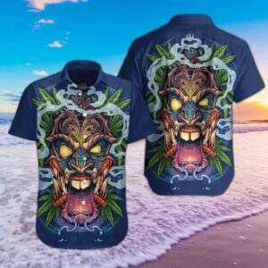 Tiki Head Hawaiians Navy Awesome Design Hawaiian Shirt  - Thelegend59