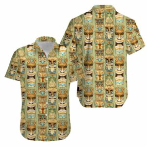 Tiki Mask Vintage Aloha Hawaiian Shirt  - Thelegend59