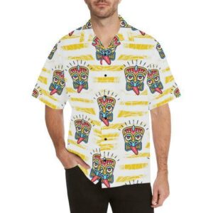 Tiki Smile Symbol Print Pattern Hawaiian Shirt  - Thelegend59