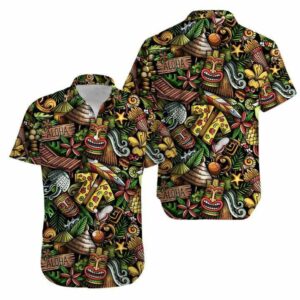 Tiki Tropical Beautiful Aloha Hawaiian Shirt  - Thelegend59