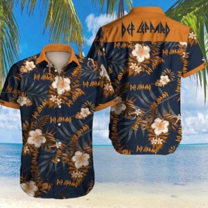 Tlmus Def Leppard Hawaiian Graphic Print Short Sleeve  - Thelegend59