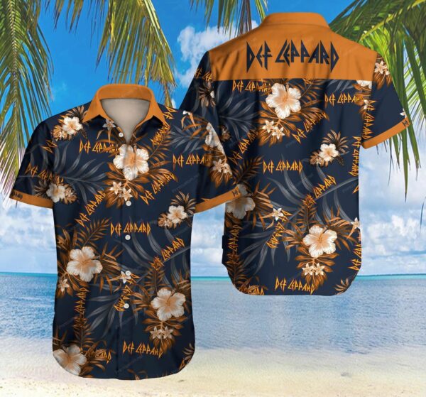 Tlmus Def Leppard Hawaiian Graphic Print Short Sleeve  - Thelegend59