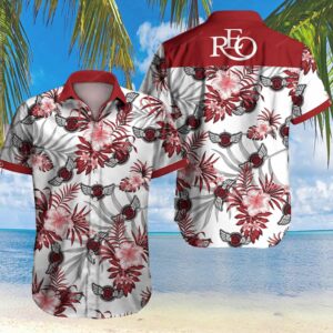 Tlmus Reo Speedwagon Hawaiian Graphic Print Short Sleeve  - Thelegend59
