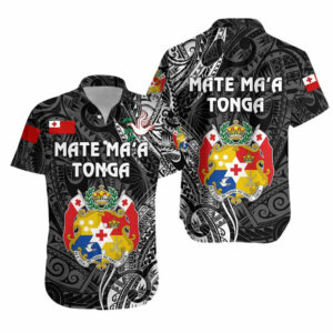 Tonga Coat Of Arms Hawaiian Shirt Simple Vibes - Black  - Thelegend59