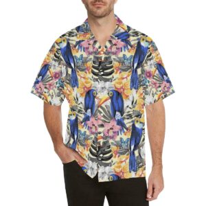 Toucan Leaves Flower Pattern Men'S All Over Print Hawaiian Shirt  - Thelegend59