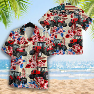 Tractor Pattern Us Flag Hawaiian Shirt - Farm Hawaiian Shirt - For Men And Women - Kids  - Thelegend59