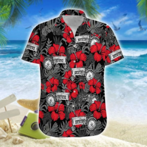 Tractor Red Hibiscus Hawaiian Shirt  - Thelegend59