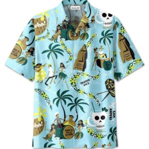 Trader Aloha Tiki Tiki Bar Hawaiian Aloha Hawaiian Shirtss  - Thelegend59