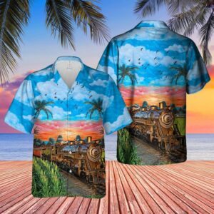Train In The Summer Beautiful Blue Sky Hawaiian Shirt  - Thelegend59