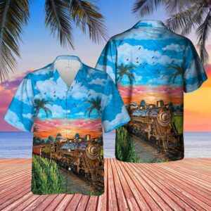 Train In The Summer Beautiful Blue Sky Unisex Hawaiian Shirts  - Thelegend59