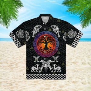 Tree Of Life Viking Symbols Hawaiian Shirt  - Thelegend59