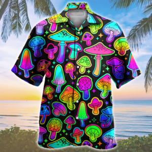 Trippy Mushroom Psychedelic Hippie Hawaiian Aloha Hawaiian Shirtss  - Thelegend59