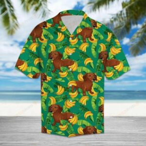Tropical Banana Dachshund Green Best Design Hawaiian Shirt  - Thelegend59