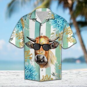 Tropical Cow Blue Awesome Design Hawaiian Shirt  - Thelegend59