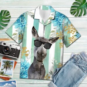 Tropical Donkey Blue Amazing Design Hawaiian Shirt  - Thelegend59