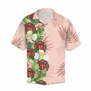 Tropical Firefighter Pink Awesome Design Hawaiian Shirt  - Thelegend59