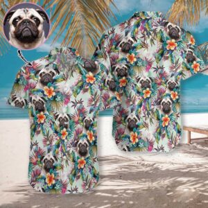 Tropical Flowers Customized Face For Gift Hawaiian Shirts  - Thelegend59